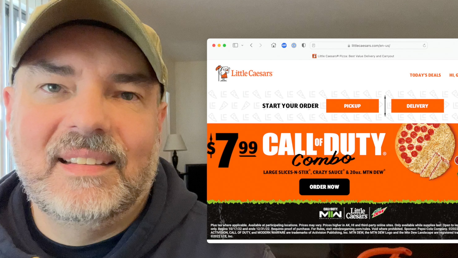 Matt Calkins with Little Caesars Call of Duty Combo Website Promotion