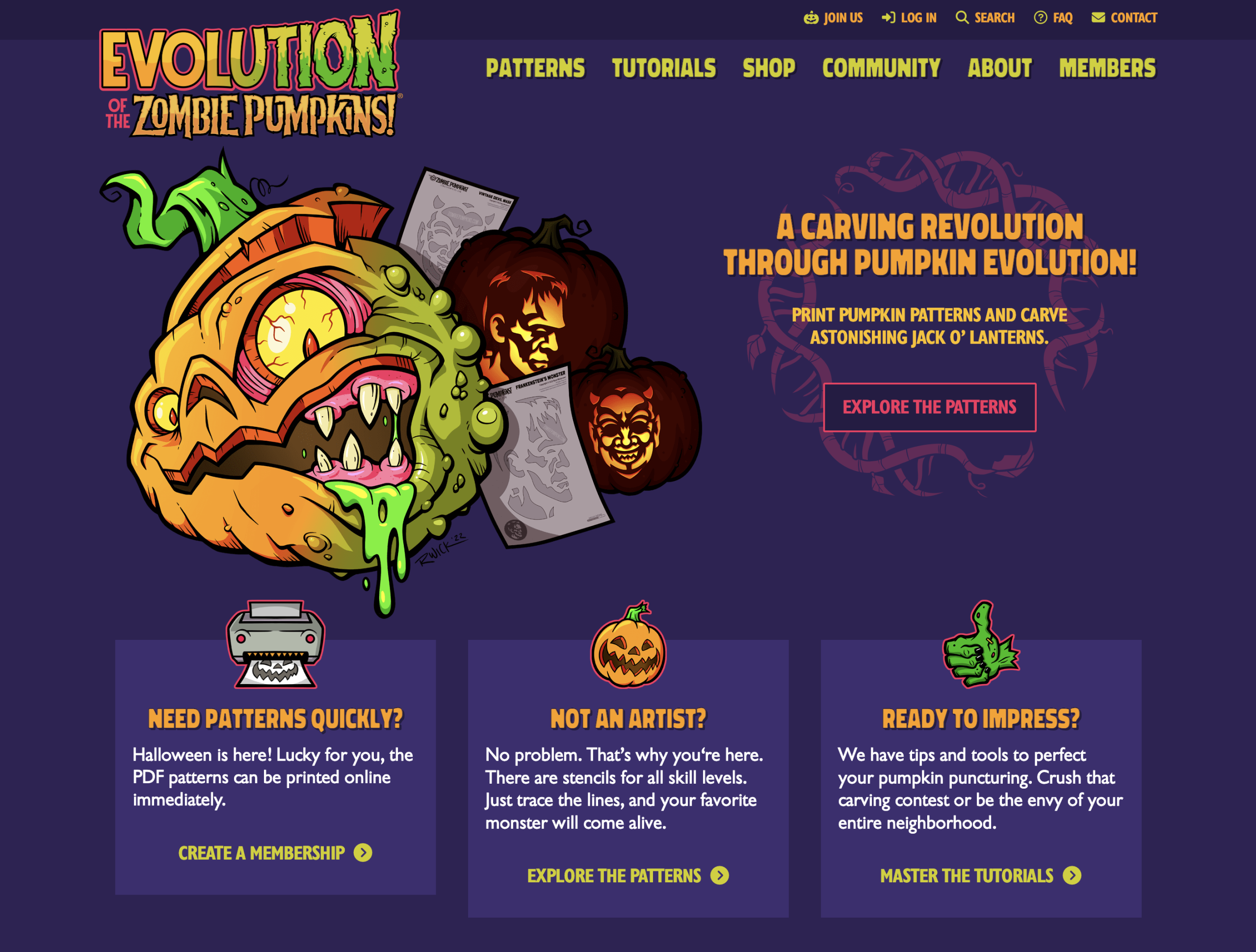 The Zombie Pumpkins website.
