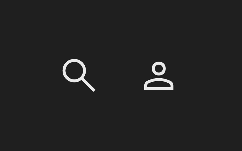 The search and person symbols from Google Fonts Material Symbols Outline.