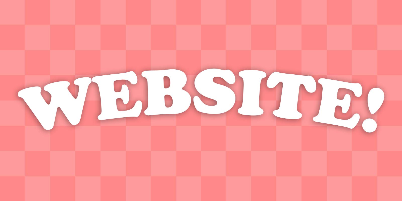The word "website" in the Cooper typeface over a pink checkerboard background.